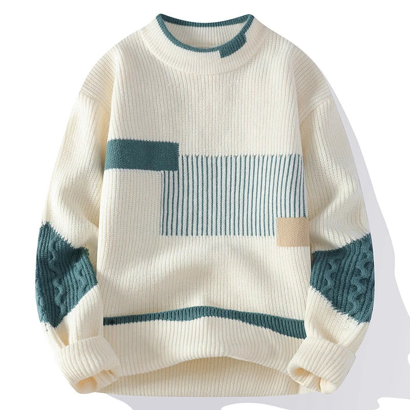 Quentin™ | Patchwork sweatshirt med rund halsringning för herr