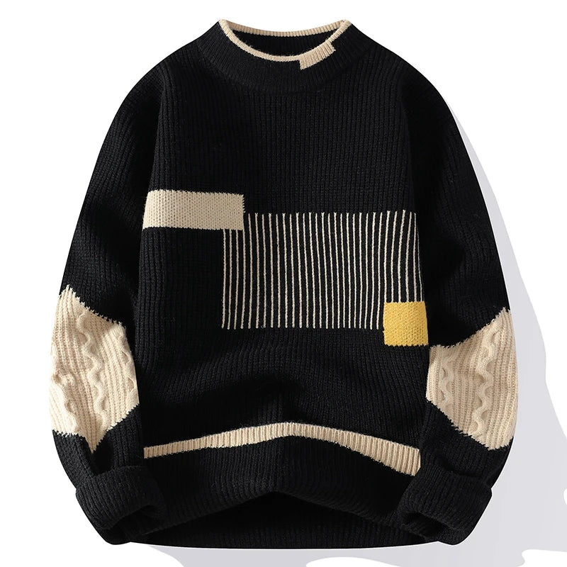 Quentin™ | Patchwork sweatshirt med rund halsringning för herr